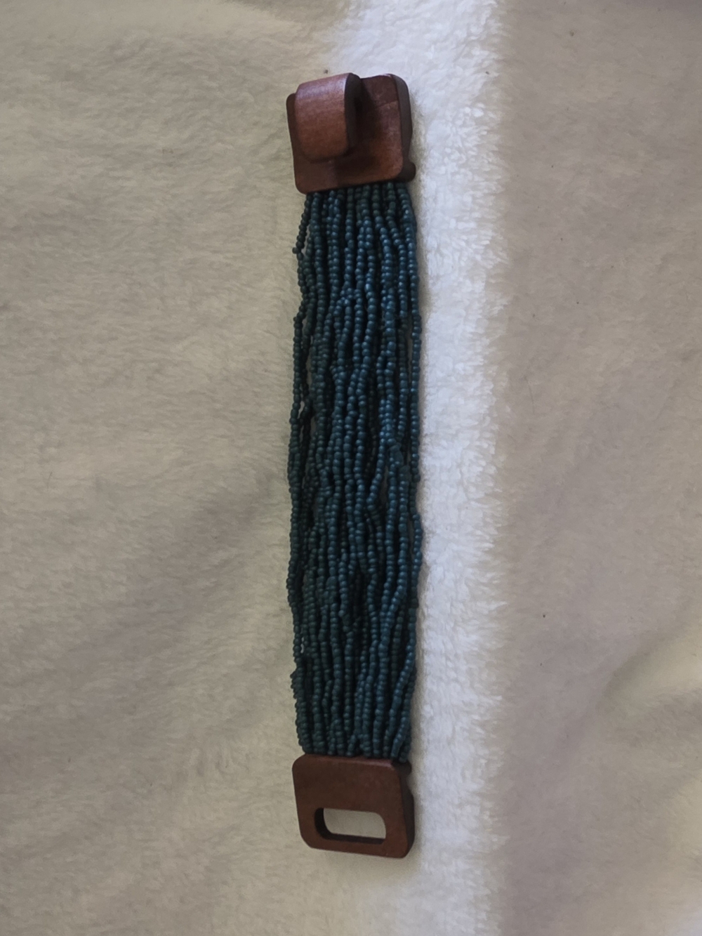 COIRIS Bohemian Multi-Strand Beaded Stretch Bracelet w/ Wood Clasp NIB